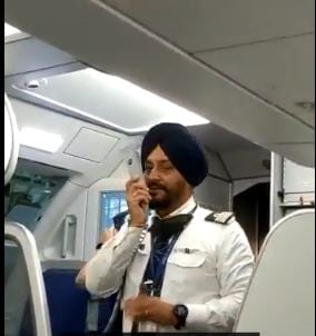 In the video, the pilot welcomed his passengers onboard by speaking to them in both Punjabi and English. (Screengrab)