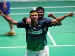 The trailblazing duo, who already have multiple ‘firsts’ in their name, added another on Friday as they became the first Indian men’s doubles pair to be assured of a medal at the World Championships by reaching the semis(AP) The trailblazing duo, who already have multiple ‘firsts’ in their name, added another on Friday as they became the first Indian men’s doubles pair to be assured of a medal at the World Championships by reaching the semis(AP)