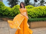 Liger star Ananya Panday is festive fashion inspo as she cuts a steamy silhouette in yellow strappy crop blouse, floral print gharara and cape (Elevate Promotions) Liger star Ananya Panday is festive fashion inspo as she cuts a steamy silhouette in yellow strappy crop blouse, floral print gharara and cape (Elevate Promotions)