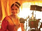 Aishwarya Rai on sets of Ponniyin Selvan.