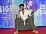 Vijay Deverakonda during a promotional event for Liger in Patna. (Hindustan Times)