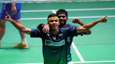 The trailblazing duo, who already have multiple ‘firsts’ in their name, added another on Friday as they became the first Indian men’s doubles pair to be assured of a medal at the World Championships by reaching the semis (AP) The trailblazing duo, who already have multiple ‘firsts’ in their name, added another on Friday as they became the first Indian men’s doubles pair to be assured of a medal at the World Championships by reaching the semis (AP)