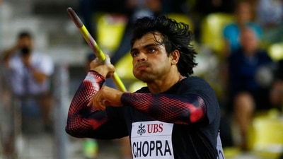 India's Neeraj Chopra in action during the men's javelin throw in Lausanne.&nbsp; (REUTERS)