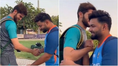 Shaheen Afridi with Rishabh Pant (Twitter)