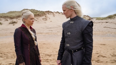 Emma D’Arcy and Matt Smith as Princess Rhaenyra Targaryen and Prince Daemon Targaryen in House of the Dragon.