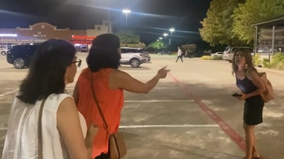 A texaas woman racially abuses a group of Indian-American women in Dallas, Screengrab from viral video