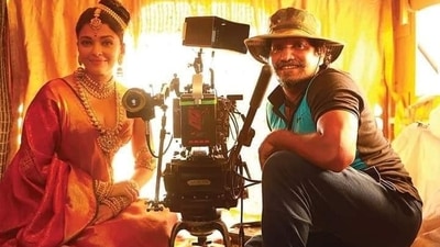 Aishwarya Rai on sets of Ponniyin Selvan.