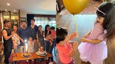 Jehangir Ali Khan and Inaaya Naumi Kemmu at Saif Ali Khan's 52nd birthday bash. Jehangir Ali Khan and Inaaya Naumi Kemmu at Saif Ali Khan's 52nd birthday bash.