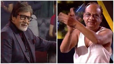 Amitabh Bachchan looked on as a contestant removed his shirt on Kaun Banega Crorepati 14. Amitabh Bachchan looked on as a contestant removed his shirt on Kaun Banega Crorepati 14. 