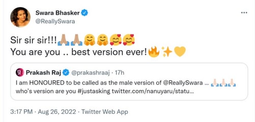 Swara Bhasker's tweet.