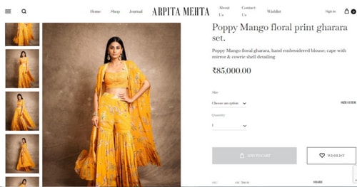 Ananya Panday's gharara set from Arpita Mehta&nbsp; (arpitamehtaofficial.com)