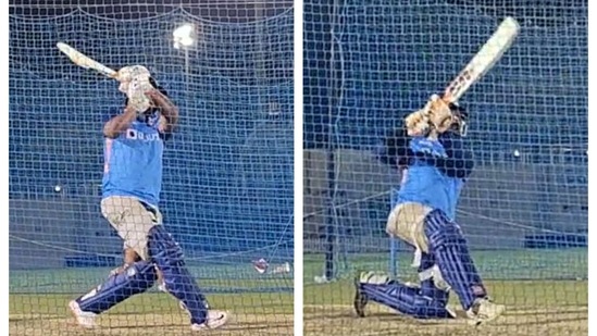 Rishabh Pant and Ravindra Jadeja batting in the nets ahead of Asia Cup 2022