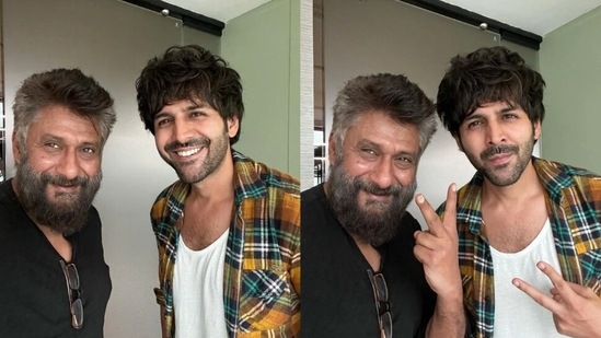 Vivek Agnihotri shared pictures with Kartik Aaryan. Vivek Agnihotri shared pictures with Kartik Aaryan.