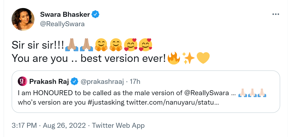 Swara Bhasker's tweet.