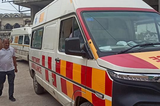 Ambulances taking the bodies of the six family members for autopsy in Ambala on Friday. (HT Photo) Ambulances taking the bodies of the six family members for autopsy in Ambala on Friday. (HT Photo)