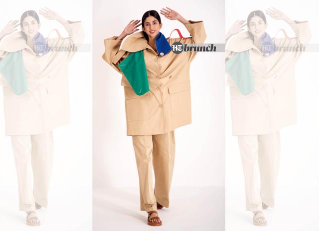 Team it with bucket hats, sneakers and fanny packs to elevate the effortlessly cool look; Trench coat and pants by United Colors of Benetton; Oversized flats by Charles & Keith (Hari Nair)