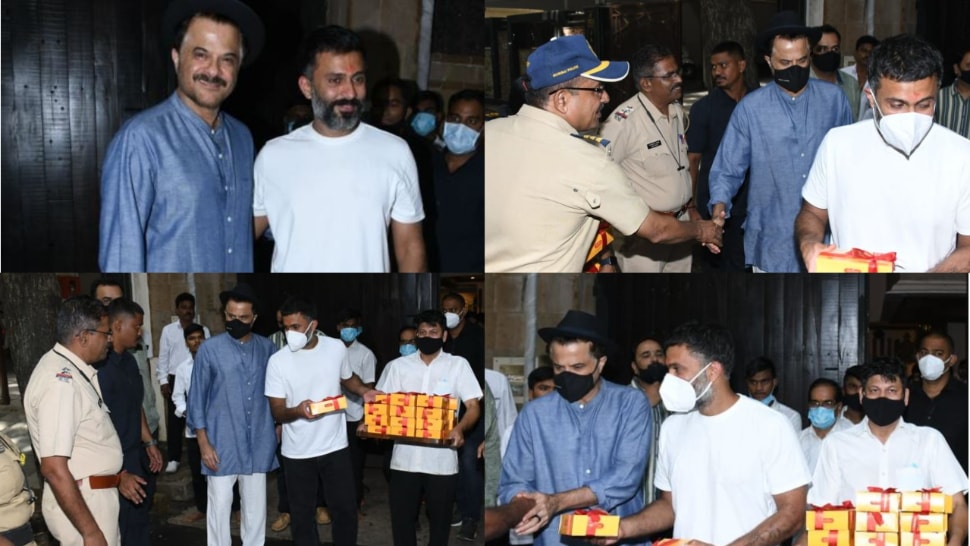 Anil Kapoor and Anand Ahuja distributed sweets.