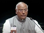 Leader of Opposition in Rajya Sabha Mallikarjun Kharge speaks during Venkaiah Naidu's farewell ceremony, at Parliament House Complex in Delhi. (ANI Photo/Sansad TV)(ANI) Leader of Opposition in Rajya Sabha Mallikarjun Kharge speaks during Venkaiah Naidu's farewell ceremony, at Parliament House Complex in Delhi. (ANI Photo/Sansad TV)(ANI)