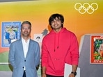 India's only Olympic gold medallists, Neeraj Chopra(right) and Abhinav Bindra, did an Ask me Anything(AMA) session in the Olympic Museum Lausanne, Switzerland on Saturday.(twitter/ Olympic Khel) India's only Olympic gold medallists, Neeraj Chopra(right) and Abhinav Bindra, did an Ask me Anything(AMA) session in the Olympic Museum Lausanne, Switzerland on Saturday.(twitter/ Olympic Khel)