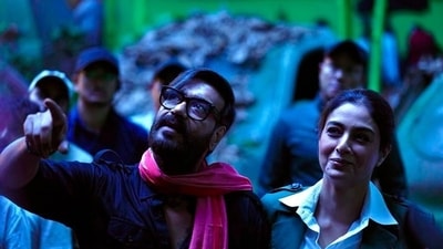 Tabu has shared a new photo with Ajay Devgn. Tabu has shared a new photo with Ajay Devgn.