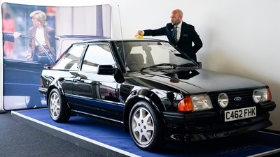 London: The Ford Escort RS Turbo Series 1, that belonged to the late Diana, Princess of Wales, is seen during a preview of an auction in England. (AP)