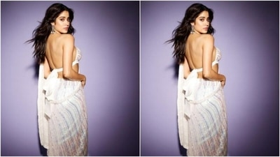 Janhvi, assisted by makeup artist Tanvi Chemburkar, decked up in nude eyeshadow, black eyeliner, black kohl, mascara-laden eyelashes, drawn eyebrows, contoured cheeks and a shade of nude lipstick. (Instagram/@janhvikapoor)