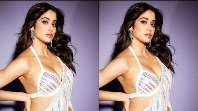 Janhvi played muse to fashion designer Manish Malhotra and picked a white sequin saree for the wedding bash. (Instagram/@janhvikapoor)