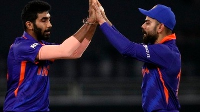 India's Jasprit Bumrah celebrates with Virat Kohli&nbsp; (REUTERS)