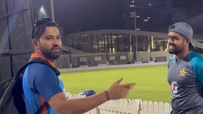 Rohit Sharma (L) and Babar Azam (Twitter/PCB)