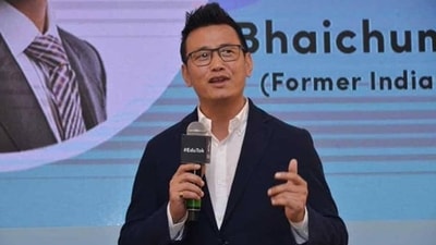 Former Indian football captain Bhaichung Bhutia during an interaction. (Twitter) Former Indian football captain Bhaichung Bhutia during an interaction. (Twitter)