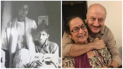 Anupam Kher shared an old picture of mother Dulari and father Pushkarnath Kher. Anupam Kher shared an old picture of mother Dulari and father Pushkarnath Kher. 