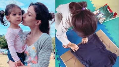 Inaaya Naumi Kemmu folds her clothes in new video. Inaaya Naumi Kemmu folds her clothes in new video.