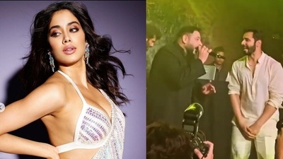 Janhvi Kapoor and Varun Dhawan at Kunal Rawal and Arpita Mehta's pre-wedding party in Mumbai. Janhvi Kapoor and Varun Dhawan at Kunal Rawal and Arpita Mehta's pre-wedding party in Mumbai.