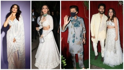 Janhvi Kapoor, Malaika Arora, Anil Kapoor, Varun Dhawan and Natasha Dalal at Kunal Rawal's pre-wedding bash. (Varinder Chawla) Janhvi Kapoor, Malaika Arora, Anil Kapoor, Varun Dhawan and Natasha Dalal at Kunal Rawal's pre-wedding bash. (Varinder Chawla)