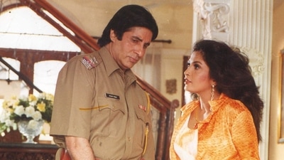 Amitabh Bachchan and Ramya in Bade Miyan Chote Miyan. Amitabh Bachchan and Ramya in Bade Miyan Chote Miyan.