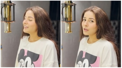 Shehnaaz Gill has shared a video from a recording studio. Shehnaaz Gill has shared a video from a recording studio. 