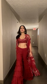 Sara Ali Khan in red gharara set (Elevate Promotions) Sara Ali Khan in red gharara set (Elevate Promotions)