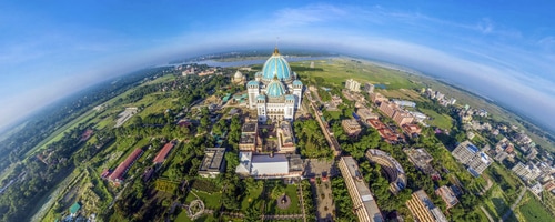 Panoramic view of Temple of Vedic Planetarium, Mayapur, West Bengal. (TOVP website) Panoramic view of Temple of Vedic Planetarium, Mayapur, West Bengal. (TOVP website)