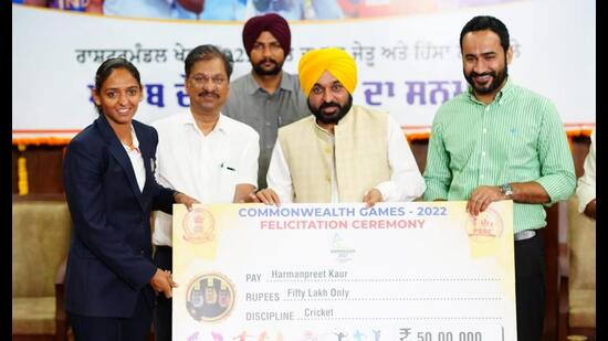 Punjab government on Saturday felicitated its Commonwealth contingent with cash prize worth ₹9.3 crore, awarded to 23 sportspersons who represented the country in recently concluded Games at Birmingham.