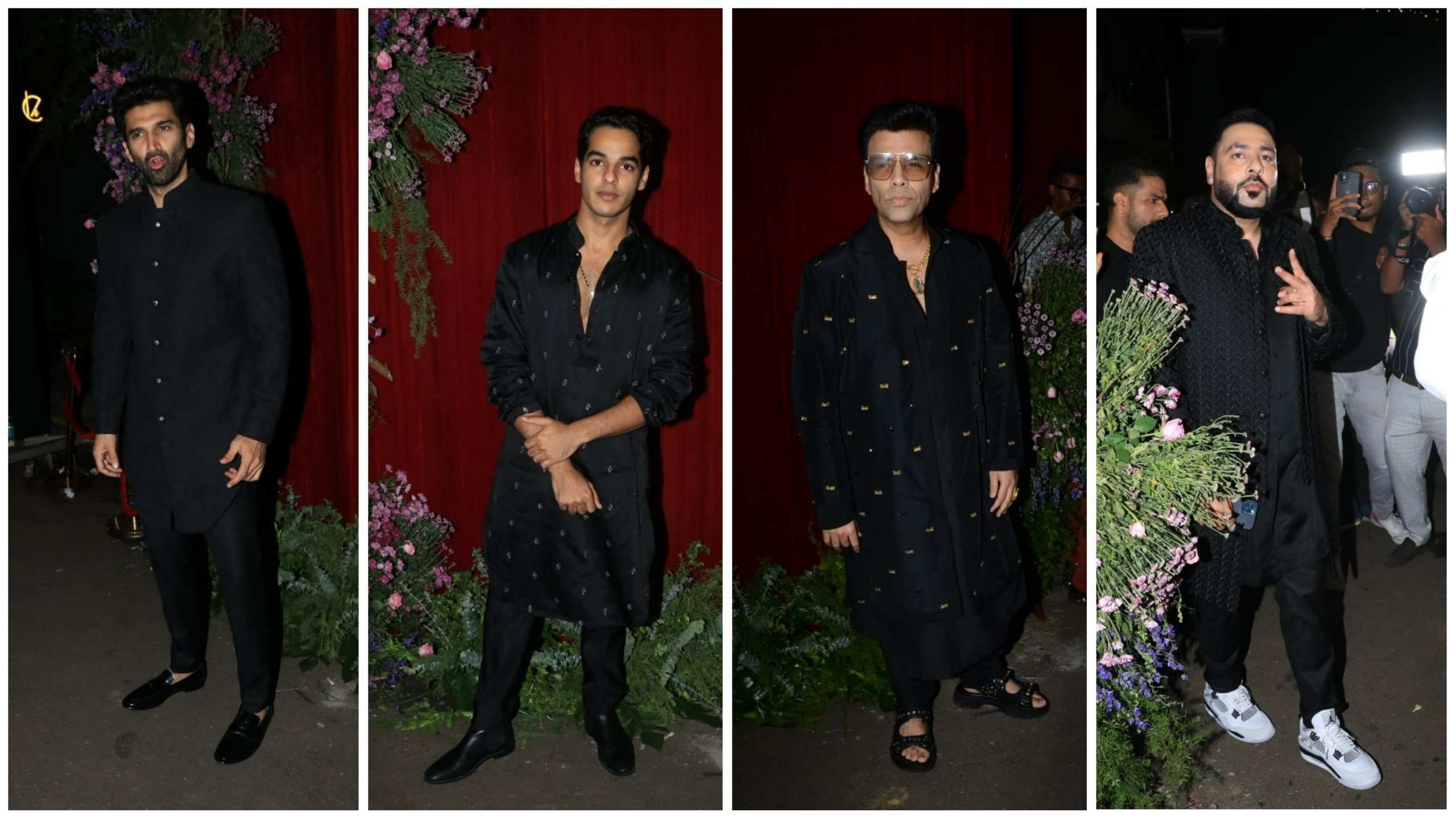 Aditya Roy Kapur, Ishaan Khatter, Karan Johar and Badshah at Kunal Rawal's bash. (Varinder Chawla)