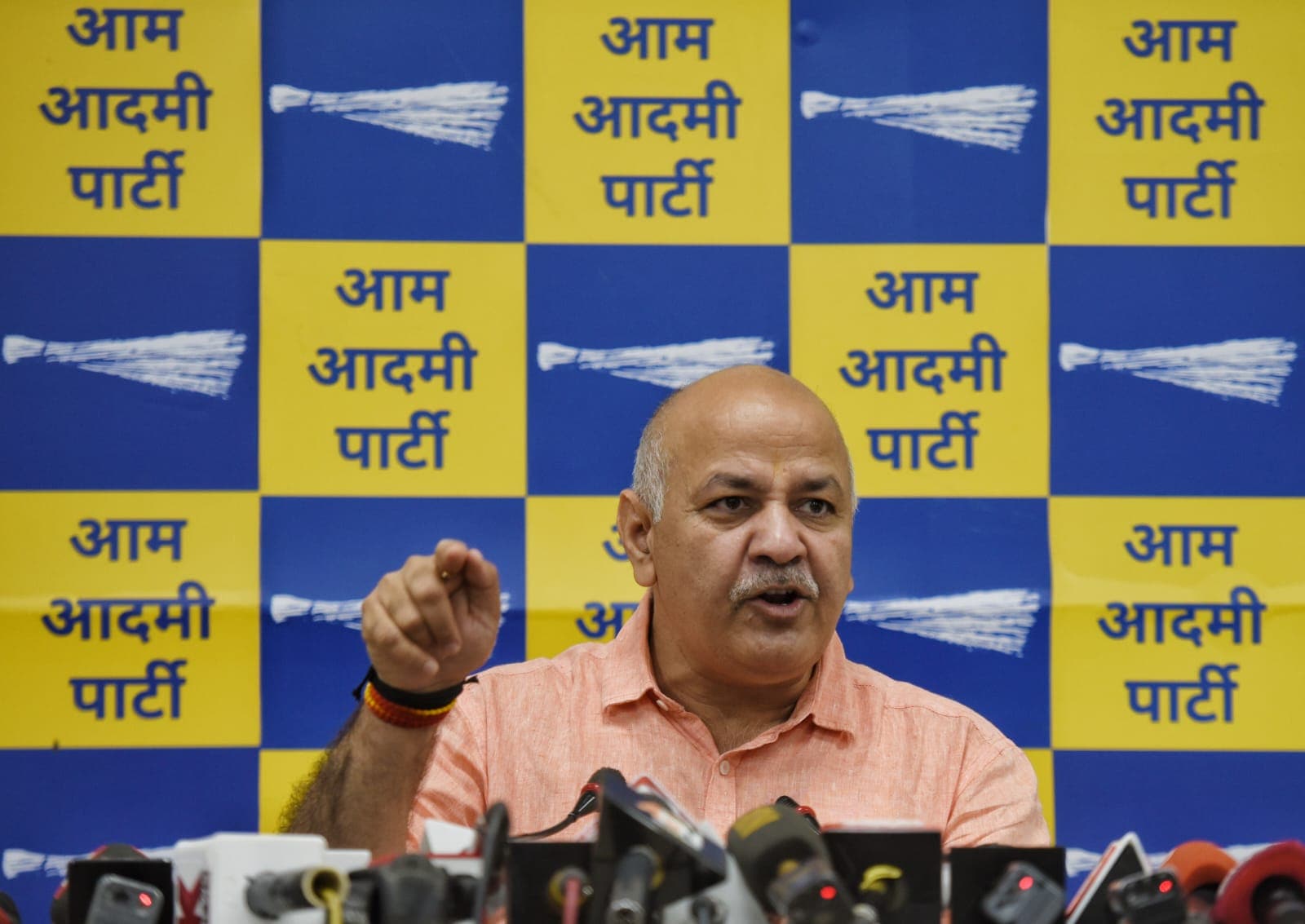Delhi deputy CM Manish Sisodia addresses a press conference at the AAP office in New Delhi. (Sanchit Khanna / Ht Photo) Delhi deputy CM Manish Sisodia addresses a press conference at the AAP office in New Delhi. (Sanchit Khanna / Ht Photo)