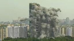 The Noida authority said that 28,000 metric tonnes of construction will be generated out of the demolition of Supertech’s twin towers in Sector 93A and it will be treated at the Sector 80 treatment plant. (PTI)