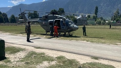 The Hungarian national was airlifted to Udhampur in Jammu. (Twitter/ White Corps ) The Hungarian national was airlifted to Udhampur in Jammu. (Twitter/ White Corps )