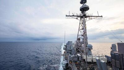 In this handout image courtesy of the US Navy taken on Sunday, the Ticonderoga-class guided-missile cruiser USS Chancellorsville (CG 62) transits the East China Sea in the Taiwan Strait during routine underway operations. (AFP) In this handout image courtesy of the US Navy taken on Sunday, the Ticonderoga-class guided-missile cruiser USS Chancellorsville (CG 62) transits the East China Sea in the Taiwan Strait during routine underway operations. (AFP)