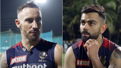 Faf du Plessis; Virat Kohli (YouTube/RCB) Faf du Plessis; Virat Kohli (YouTube/RCB)