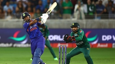 Hardik Pandya scored the winning runs, smoking a six (Getty) Hardik Pandya scored the winning runs, smoking a six (Getty)