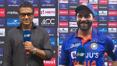Sanjay Manjrekar and Ravindra Jadeja after the match (Screengrab) Sanjay Manjrekar and Ravindra Jadeja after the match (Screengrab)