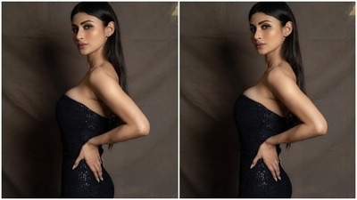 In the end, Mouni ditched all accessories with the ensemble to keep the look classy and fuss-free. The star is known for often skipping jewels with her outfits and opting for maximalist dresses to balance the style statement. (Instagram/@imouniroy) In the end, Mouni ditched all accessories with the ensemble to keep the look classy and fuss-free. The star is known for often skipping jewels with her outfits and opting for maximalist dresses to balance the style statement. (Instagram/@imouniroy)