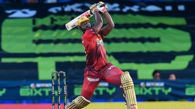 Andre Russell smashes six 6s in a row (Twitter) Andre Russell smashes six 6s in a row (Twitter)