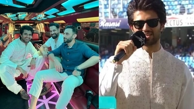 Vijay Deverakonda with Jatin Sapru and Irfan Pathan in Dubai.